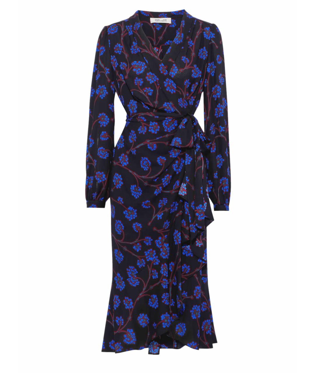 DIANE VON FURSTENBERG Темно-синее полиэстеровое повседневное платье, фото 1