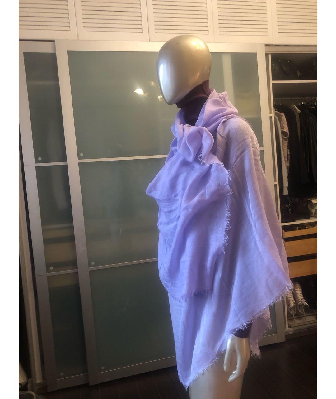 GUCCI Фиолетовый хлопковый платок, фото 8