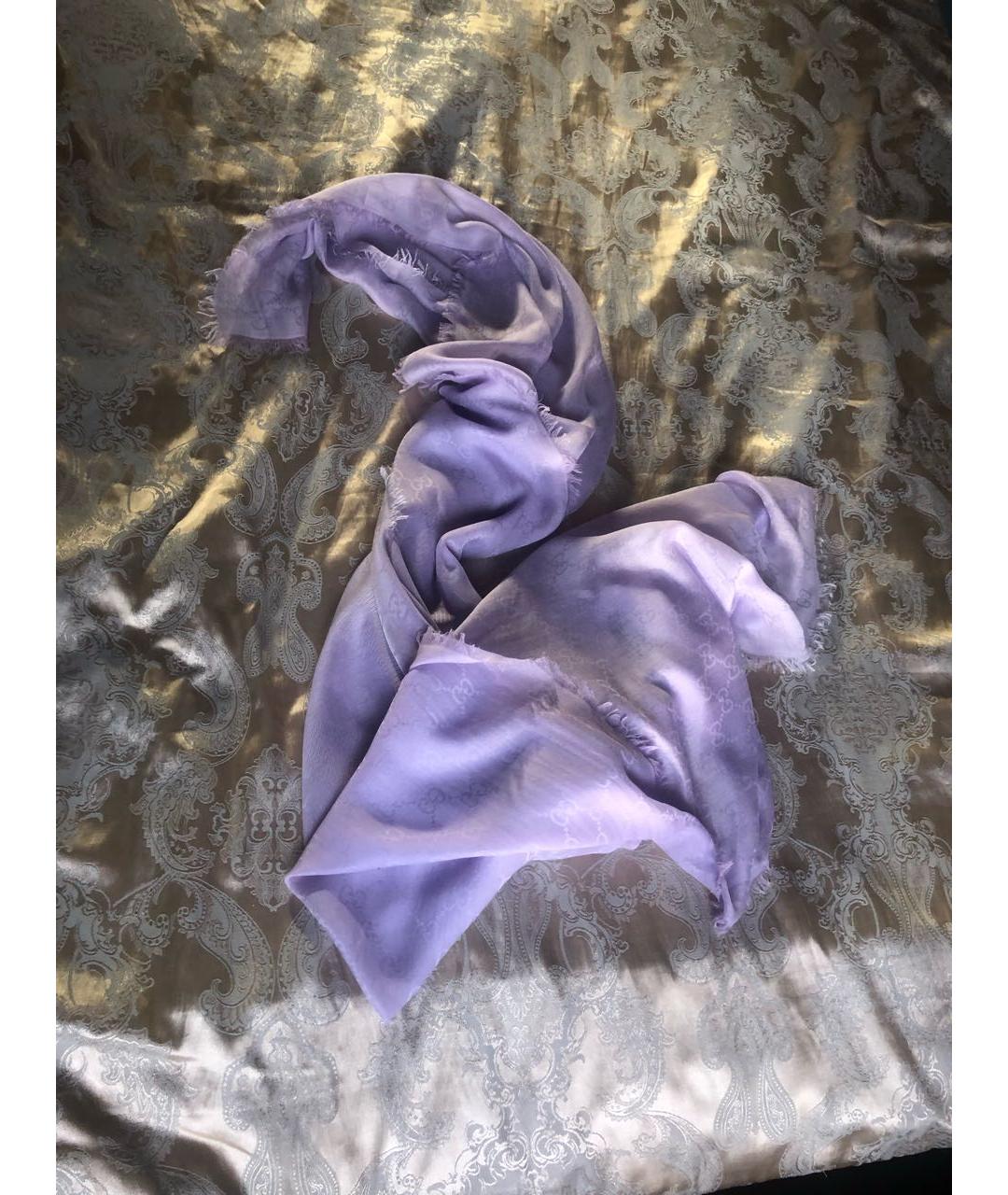 GUCCI Фиолетовый хлопковый платок, фото 6