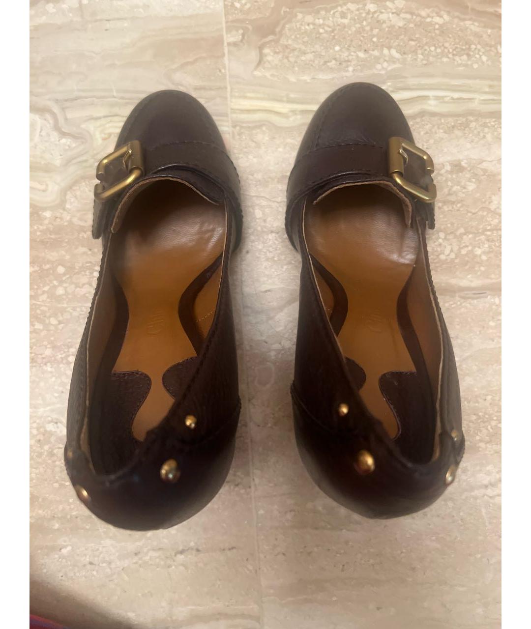 CHLOE Коричневые кожаные туфли, фото 3