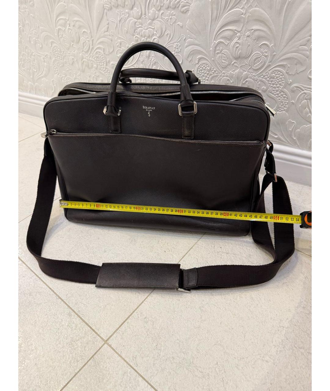 SERAPIAN Коричневый кожаный портфель, фото 2