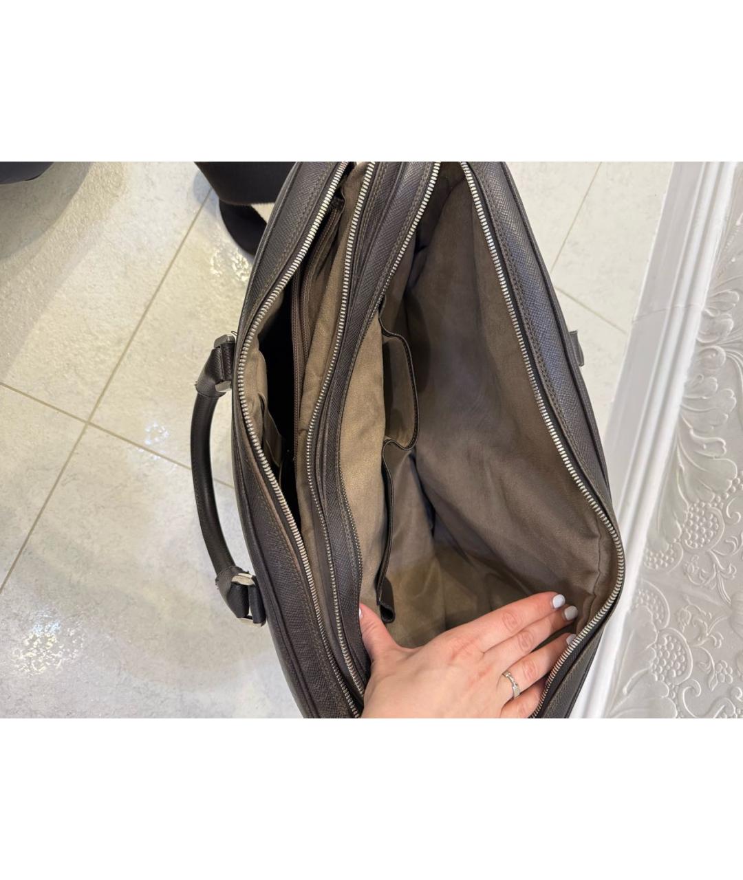 SERAPIAN Коричневый кожаный портфель, фото 4