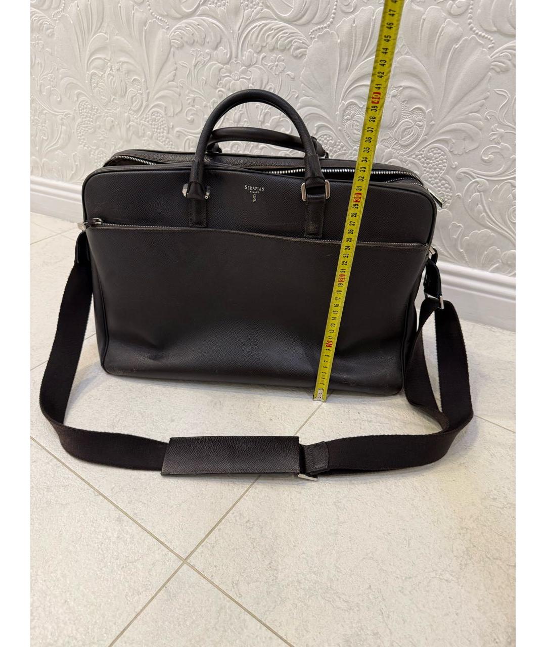 SERAPIAN Коричневый кожаный портфель, фото 8