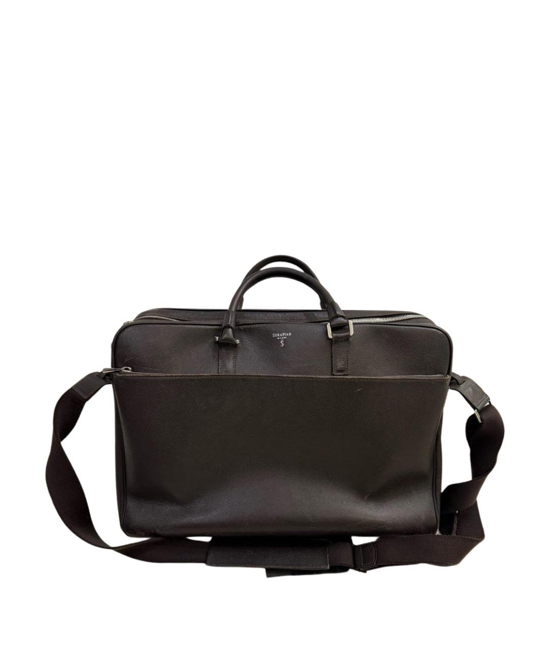 SERAPIAN Коричневый кожаный портфель, фото 1