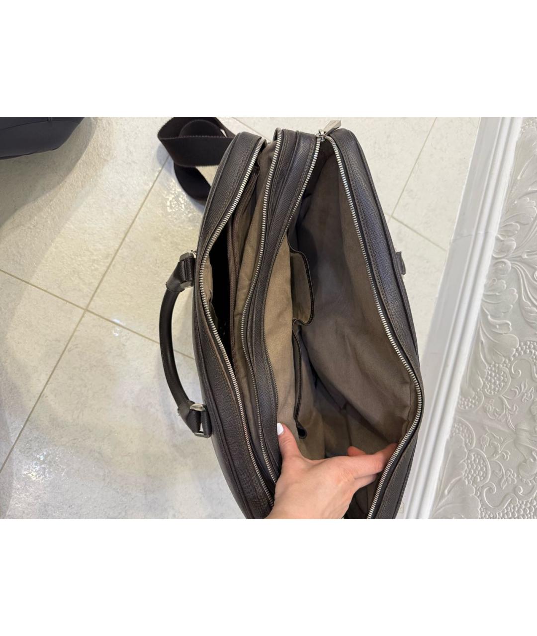 SERAPIAN Коричневый кожаный портфель, фото 5