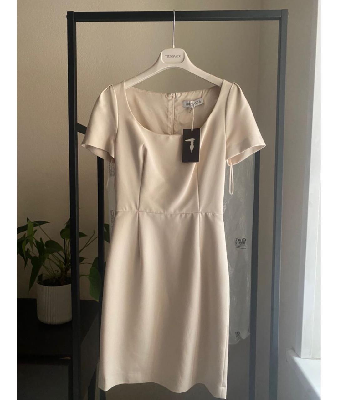 TRUSSARDI Бежевое полиэстеровое повседневное платье, фото 9