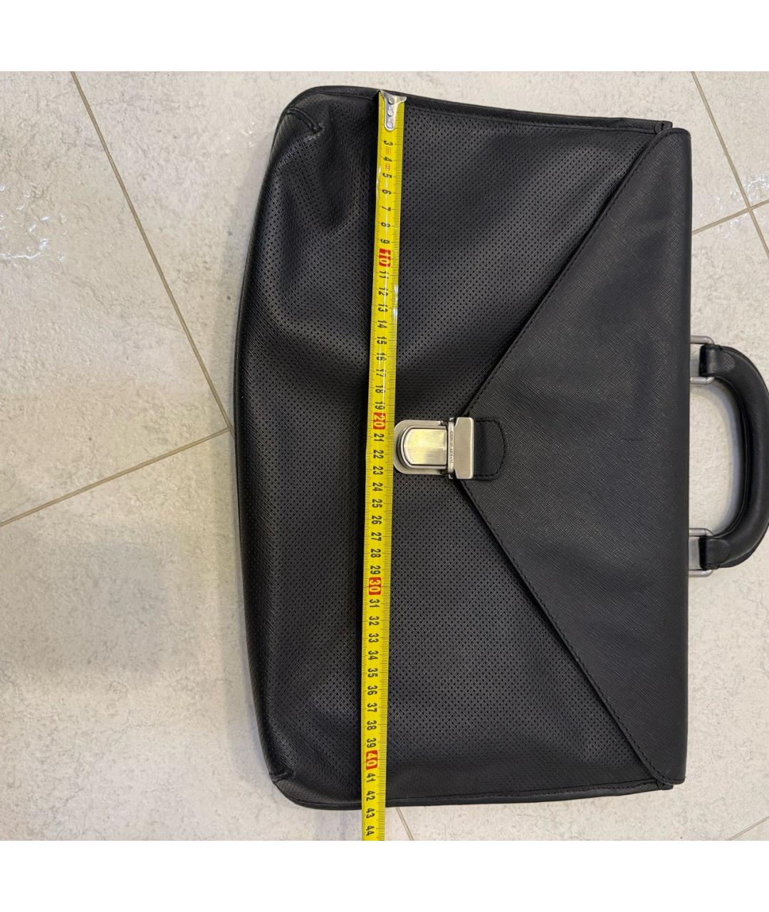 GIORGIO ARMANI Черный кожаный портфель, фото 5
