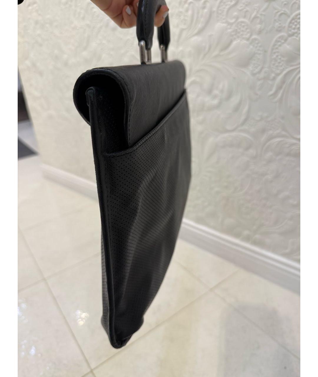 GIORGIO ARMANI Черный кожаный портфель, фото 2