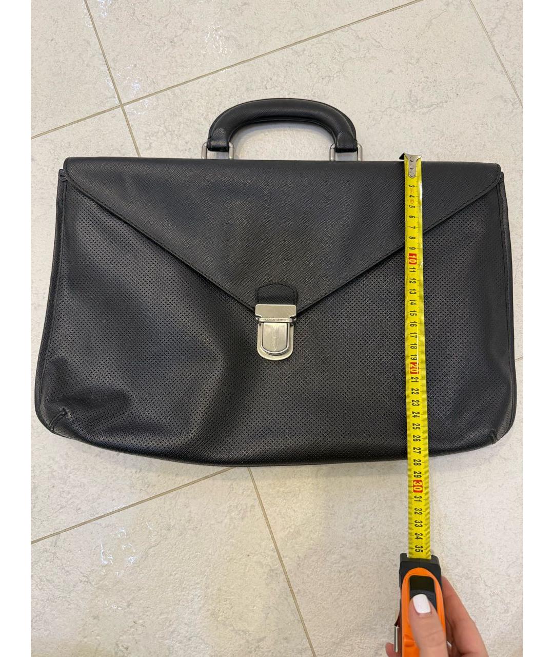 GIORGIO ARMANI Черный кожаный портфель, фото 6