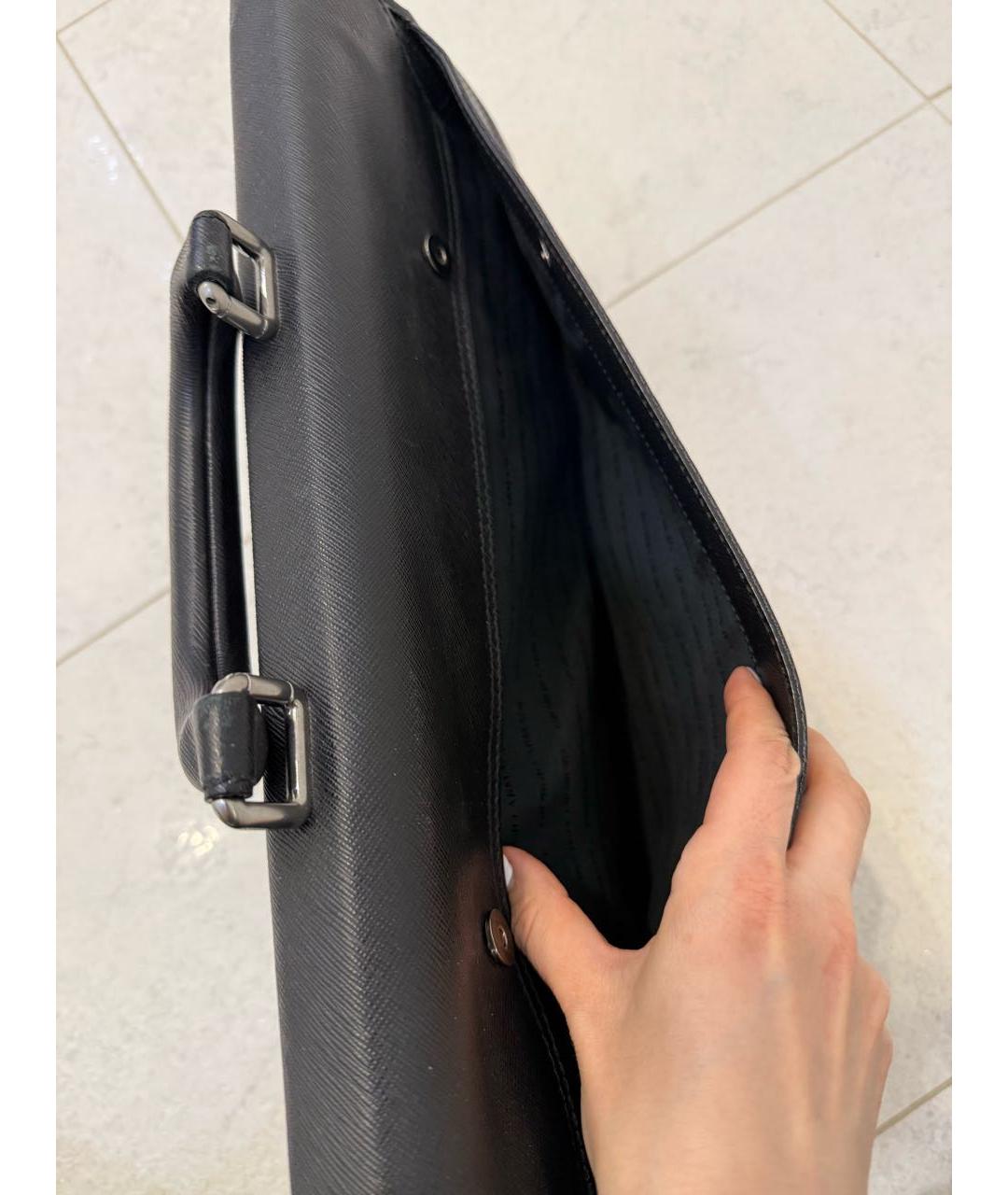 GIORGIO ARMANI Черный кожаный портфель, фото 3