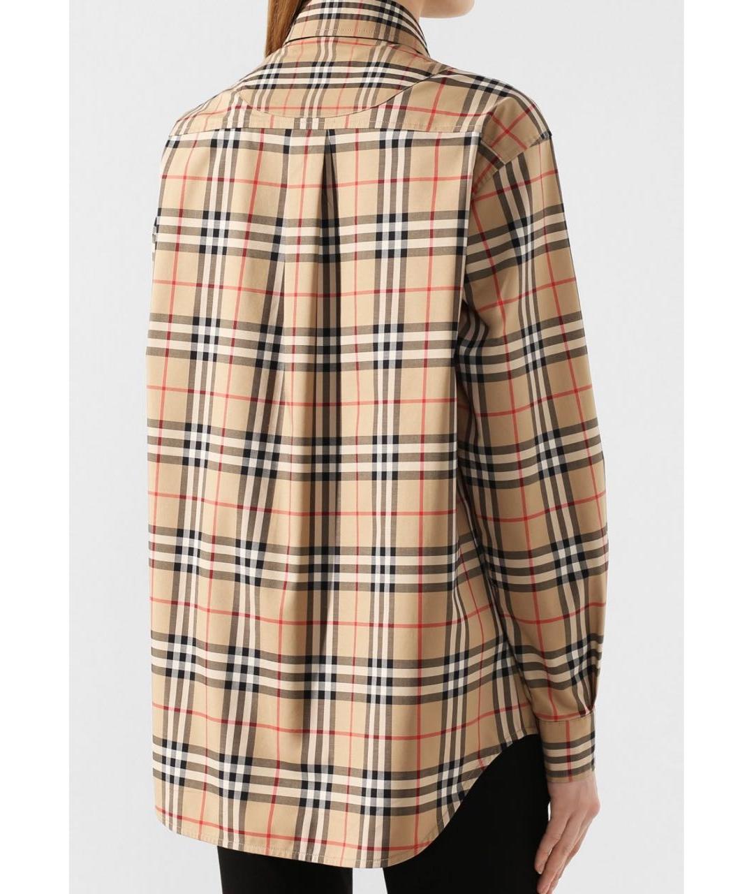 BURBERRY Коричневая хлопко-эластановая рубашка, фото 3