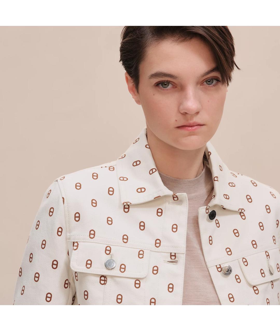 HERMES Белая хлопковая куртка, фото 5