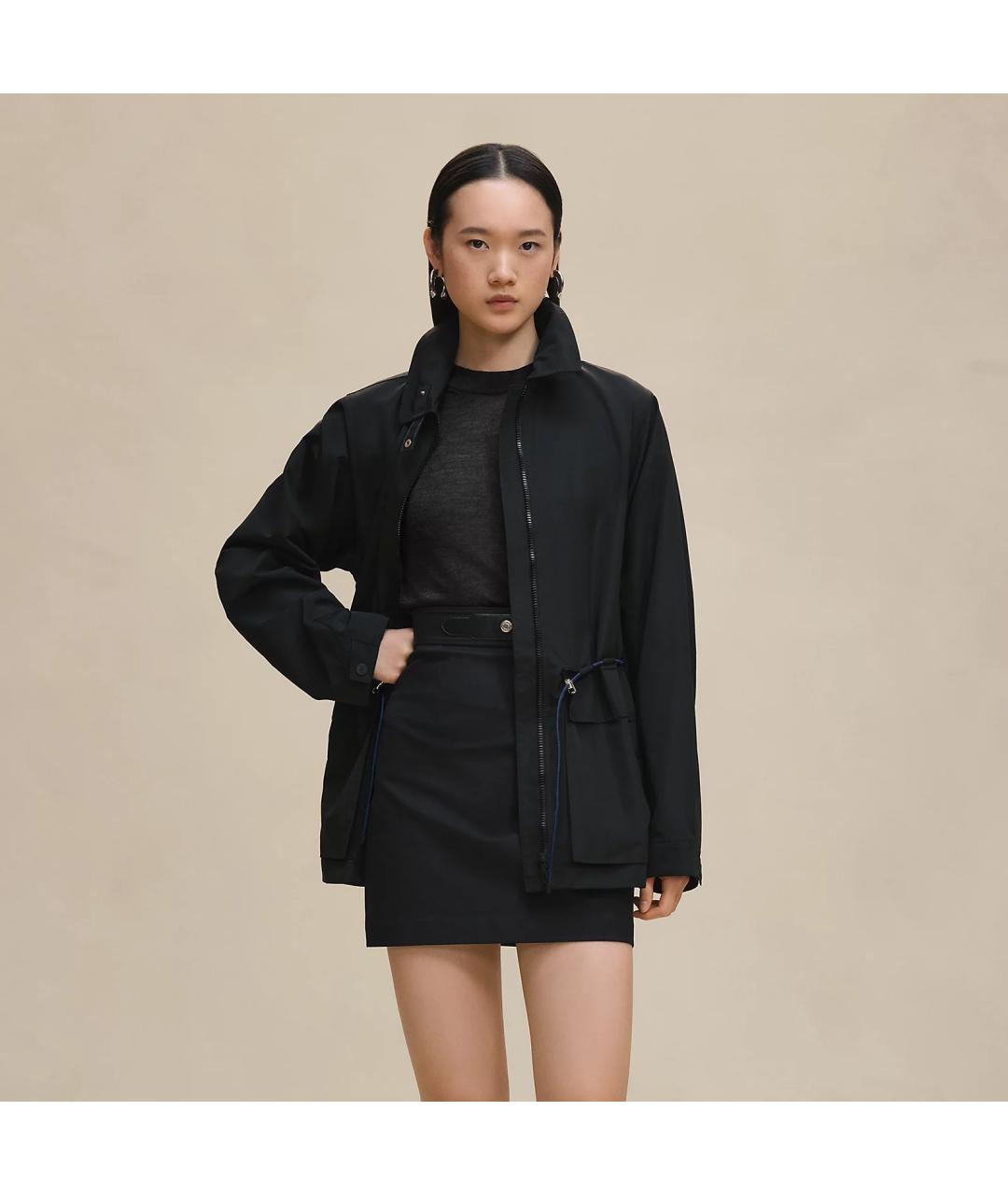 HERMES Черное шерстяное пальто, фото 2