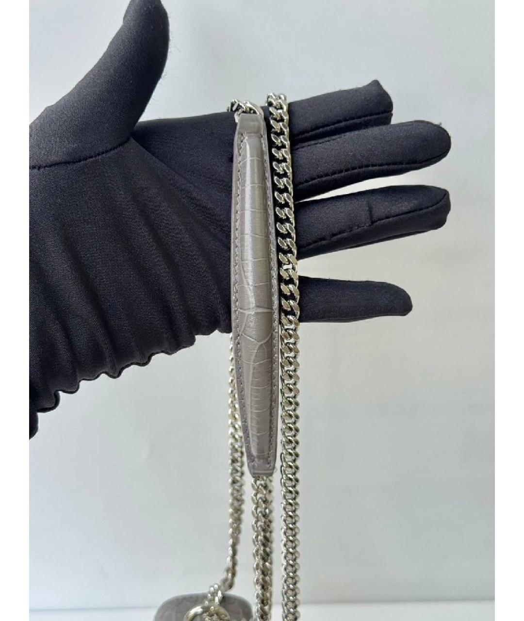 SAINT LAURENT Серая кожаная сумка через плечо, фото 5