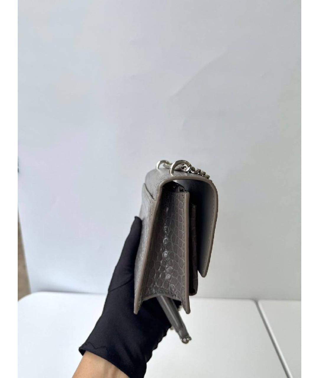 SAINT LAURENT Серая кожаная сумка через плечо, фото 4