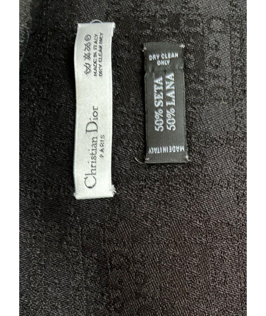 CHRISTIAN DIOR Черный шерстяной шарф, фото 4