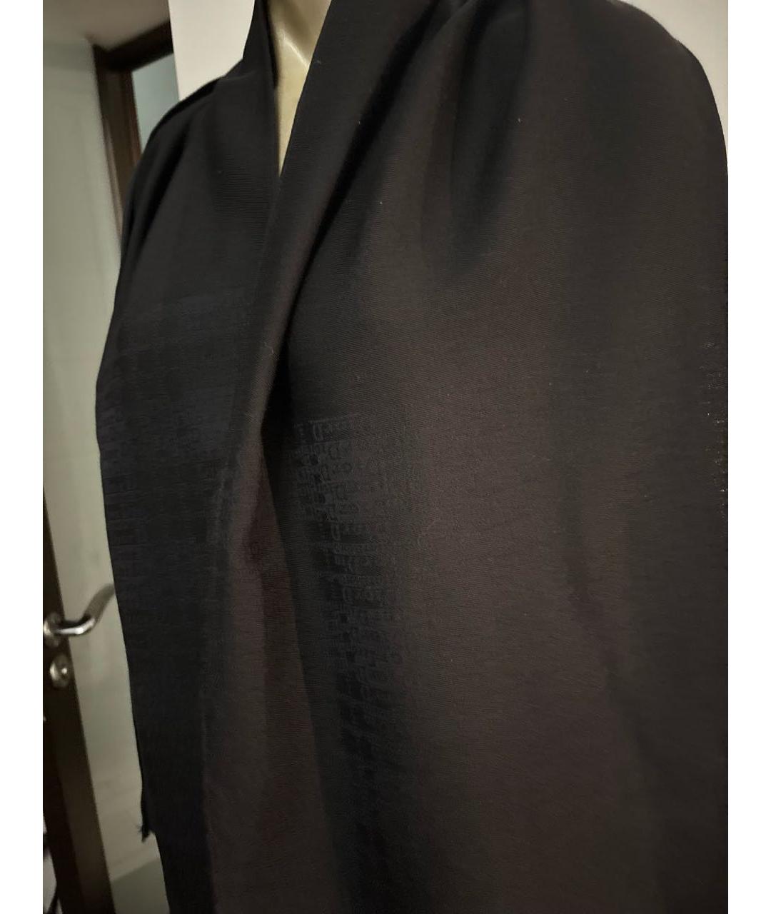 CHRISTIAN DIOR Черный шерстяной шарф, фото 5