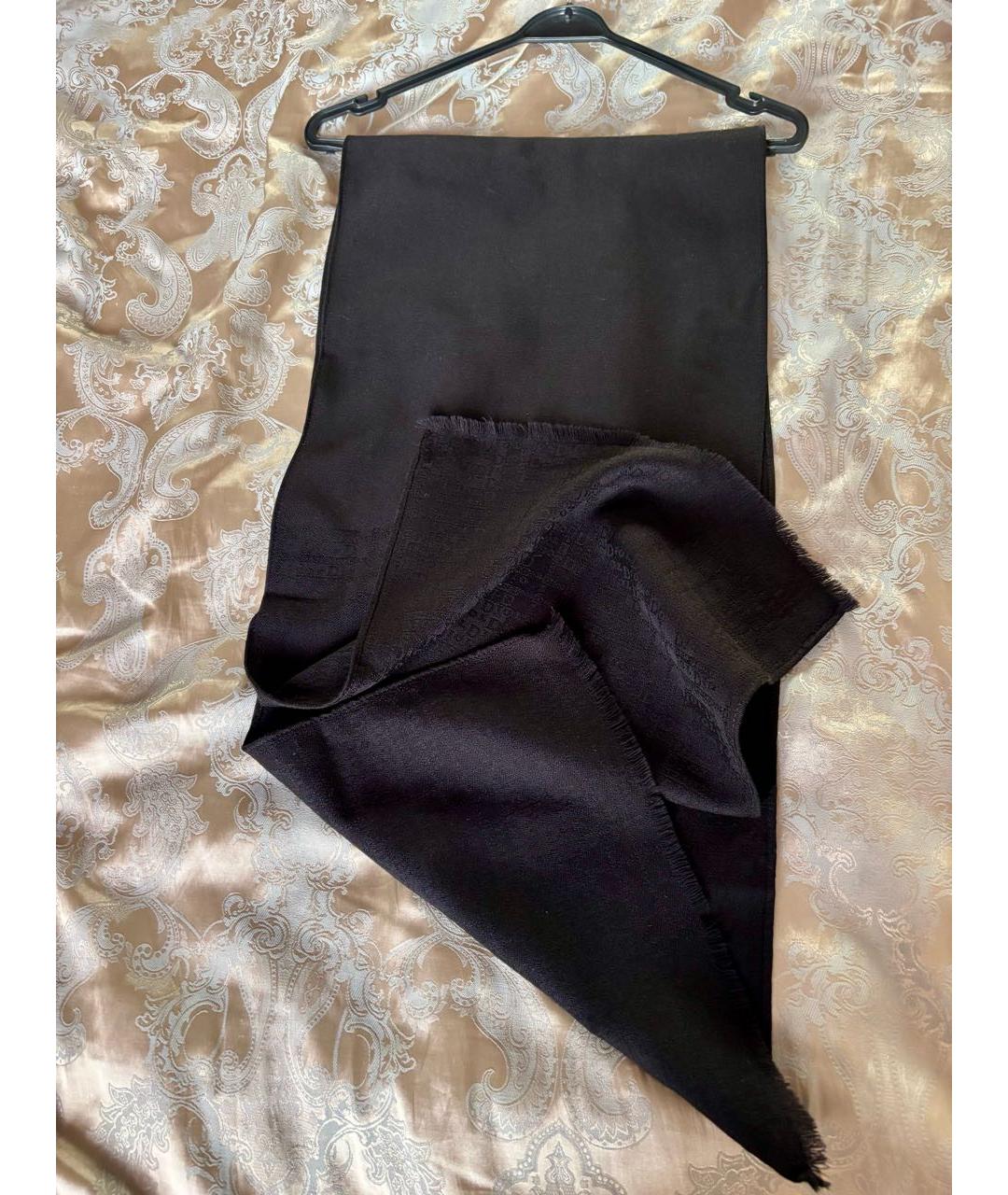 CHRISTIAN DIOR Черный шерстяной шарф, фото 3