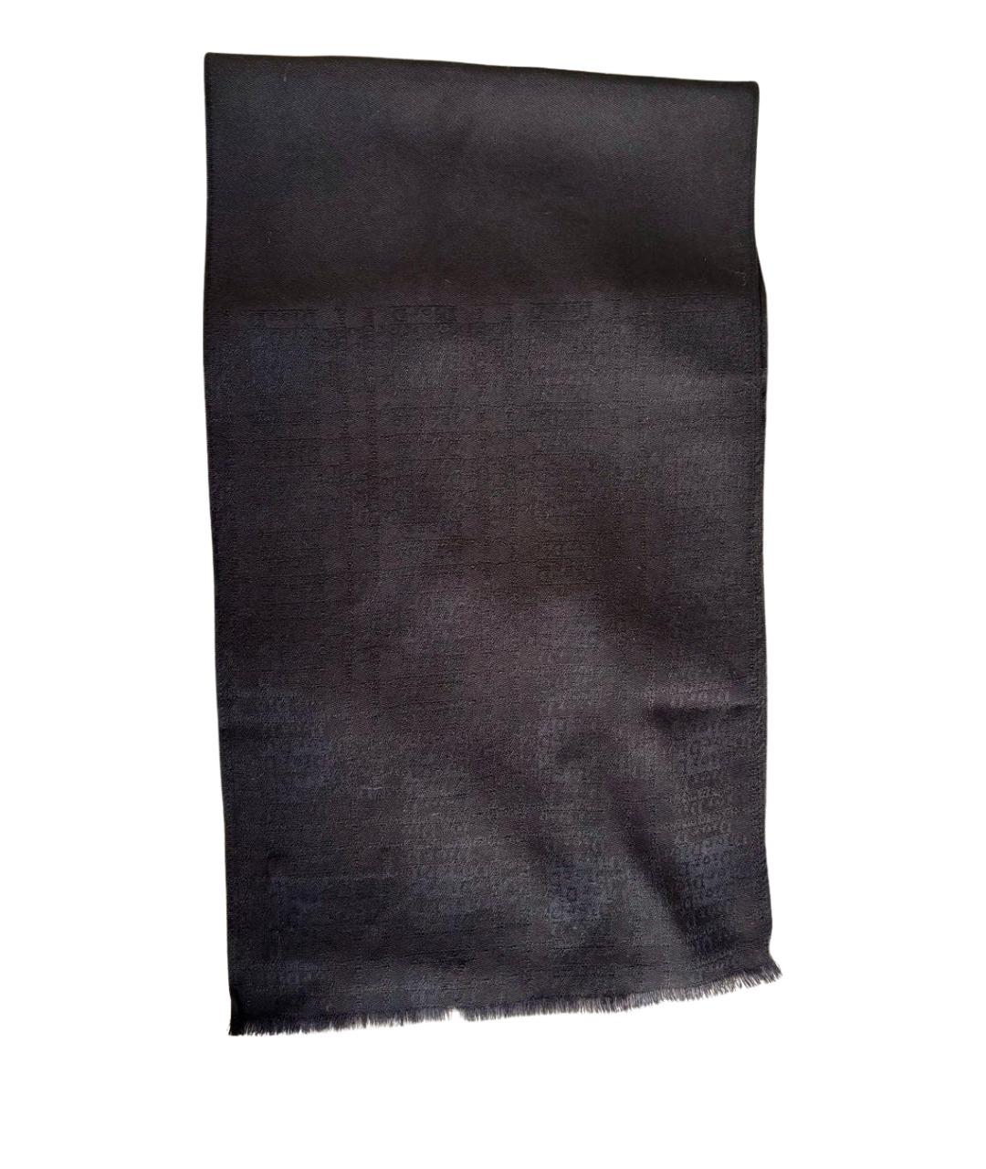 CHRISTIAN DIOR Черный шерстяной шарф, фото 1
