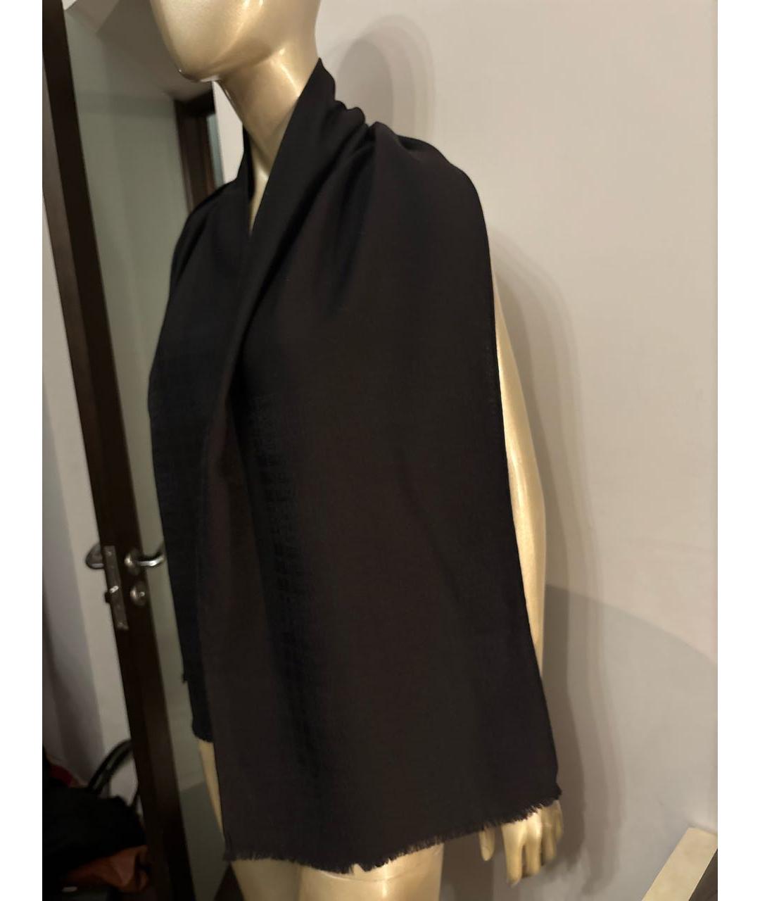 CHRISTIAN DIOR Черный шерстяной шарф, фото 6
