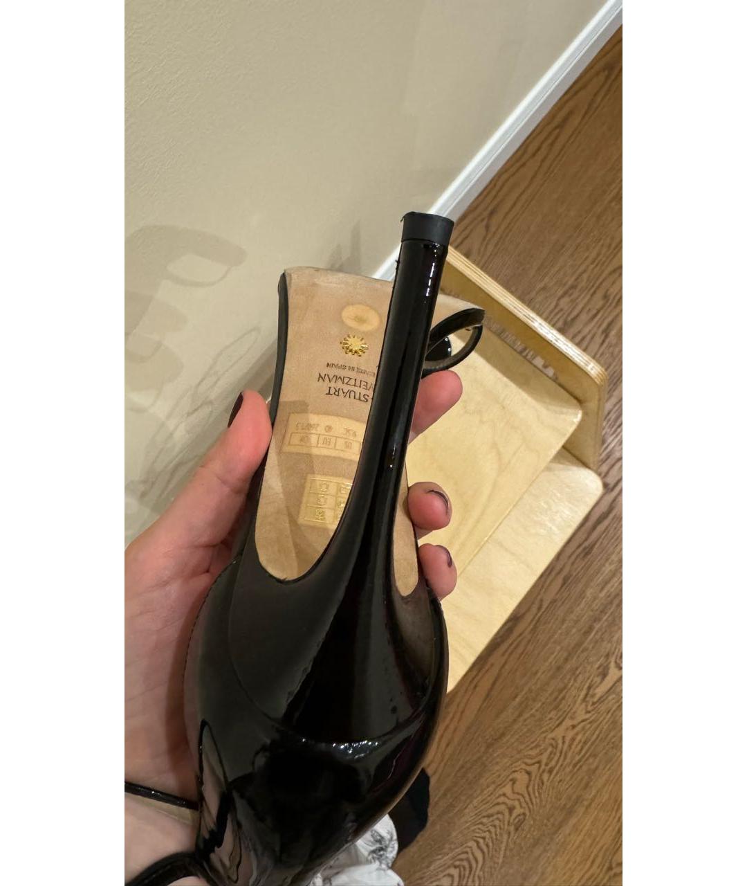 STUART WEITZMAN Черные босоножки из лакированной кожи, фото 6