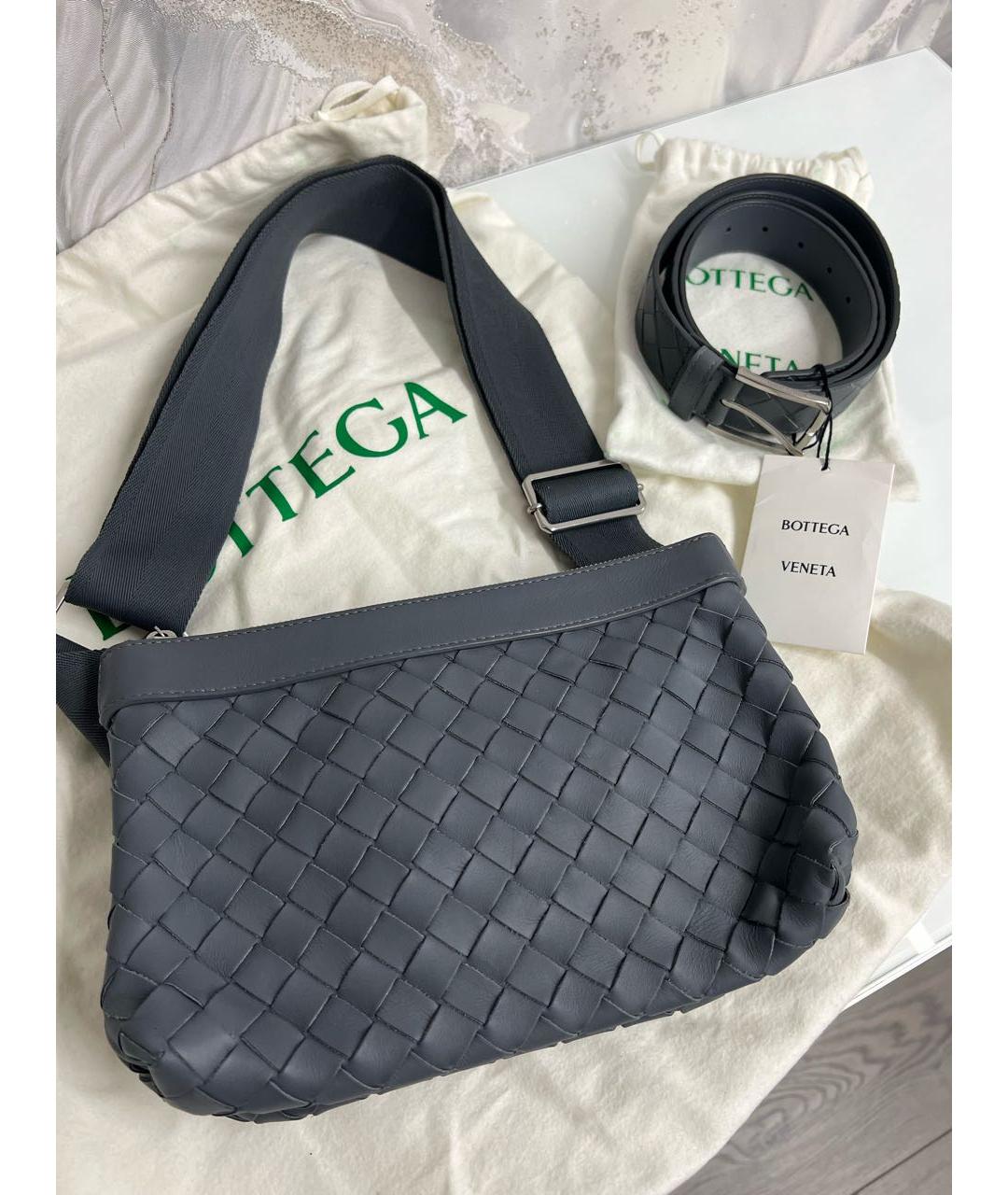 BOTTEGA VENETA Серая кожаная сумка на плечо, фото 5