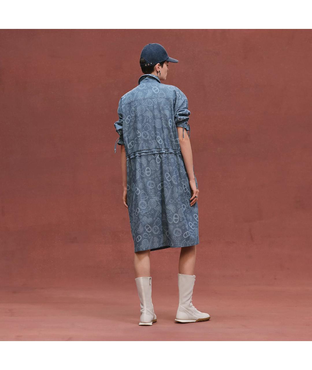 HERMES Синий хлопковый тренч/плащ, фото 3