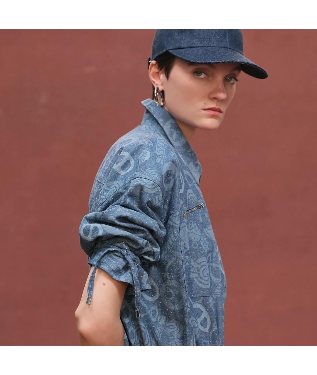 HERMES Синий хлопковый тренч/плащ, фото 4