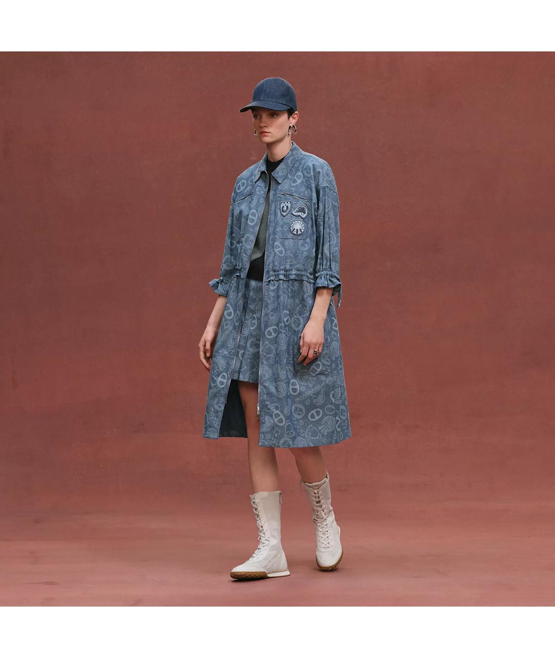 HERMES Синий хлопковый тренч/плащ, фото 2