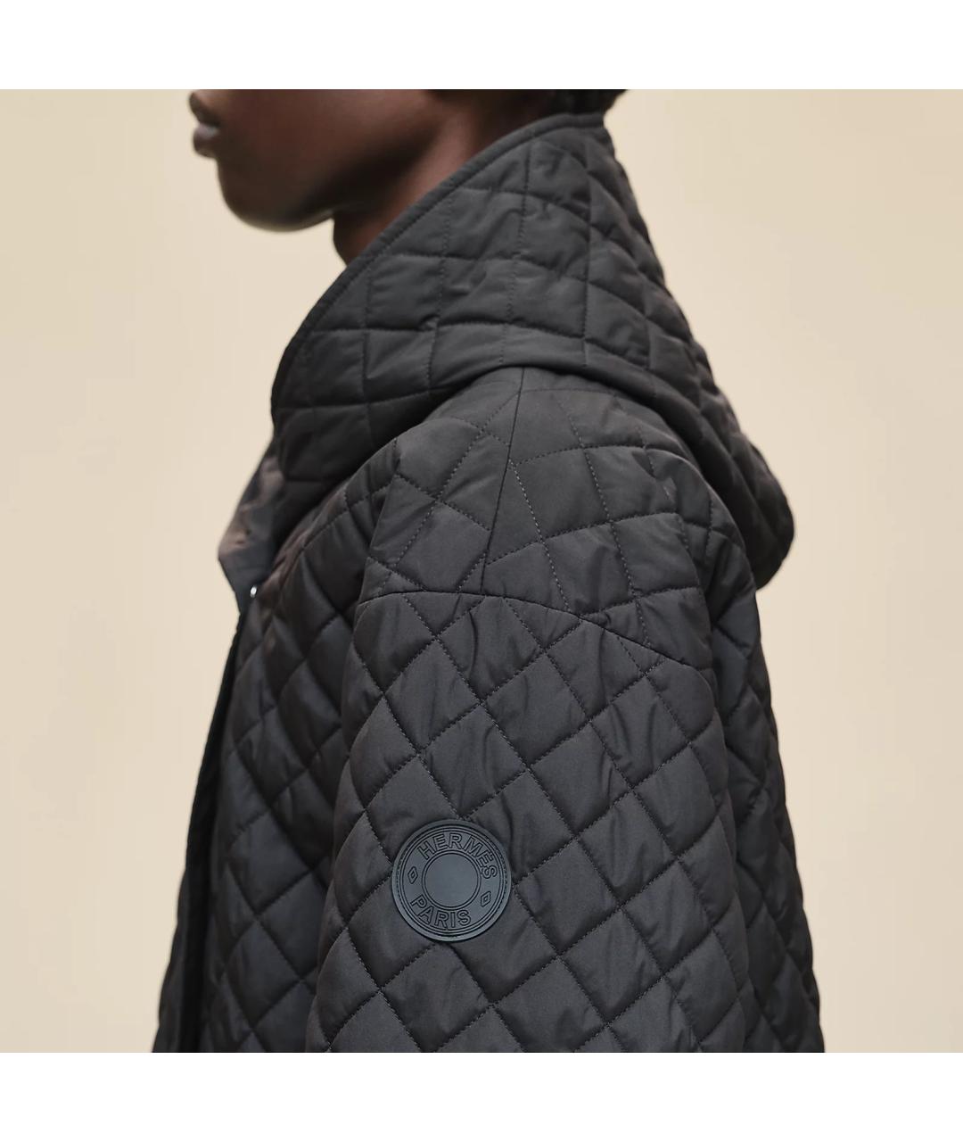 HERMES Черное полиэстеровое пальто, фото 5