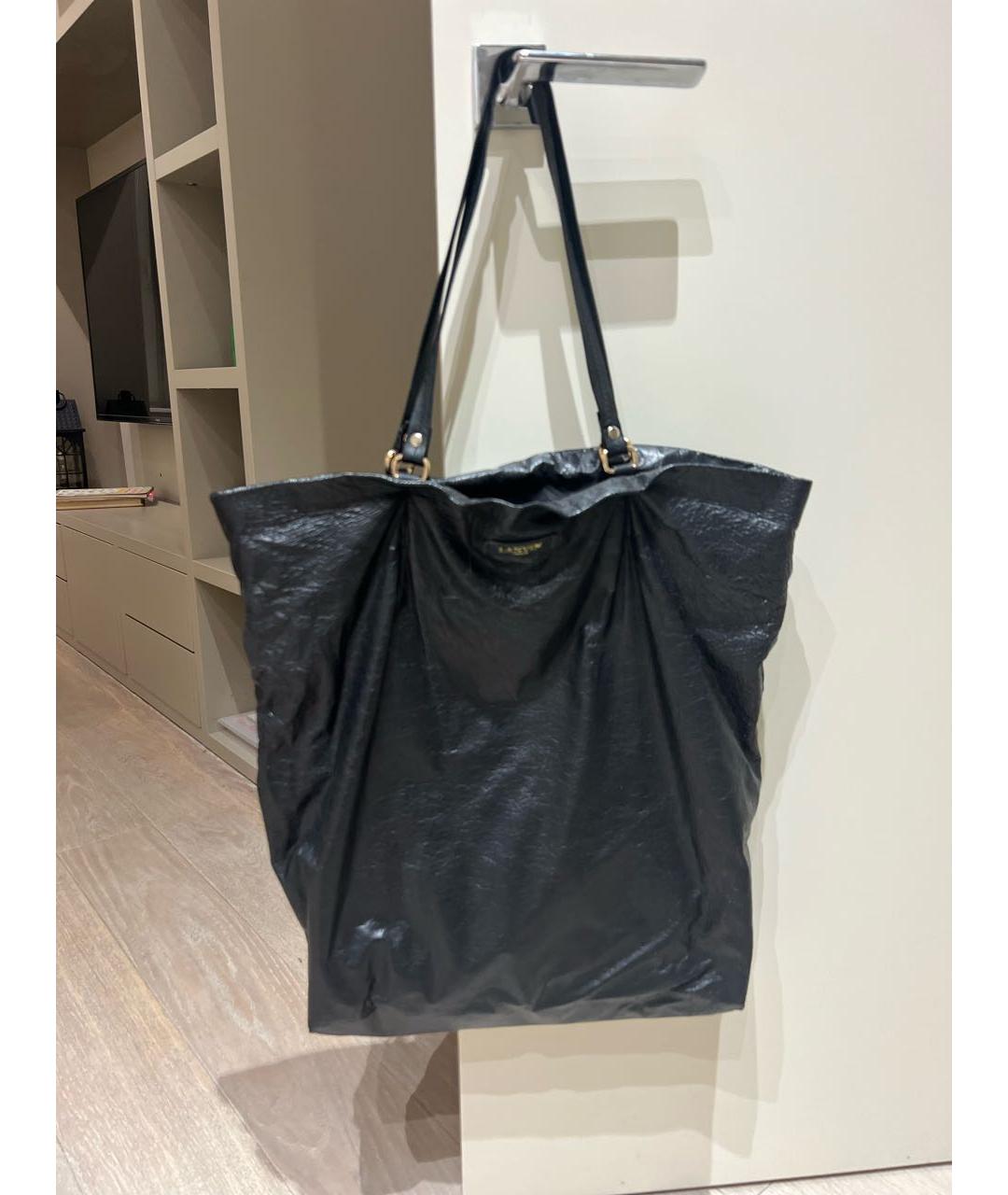 LANVIN Черная кожаная сумка тоут, фото 3