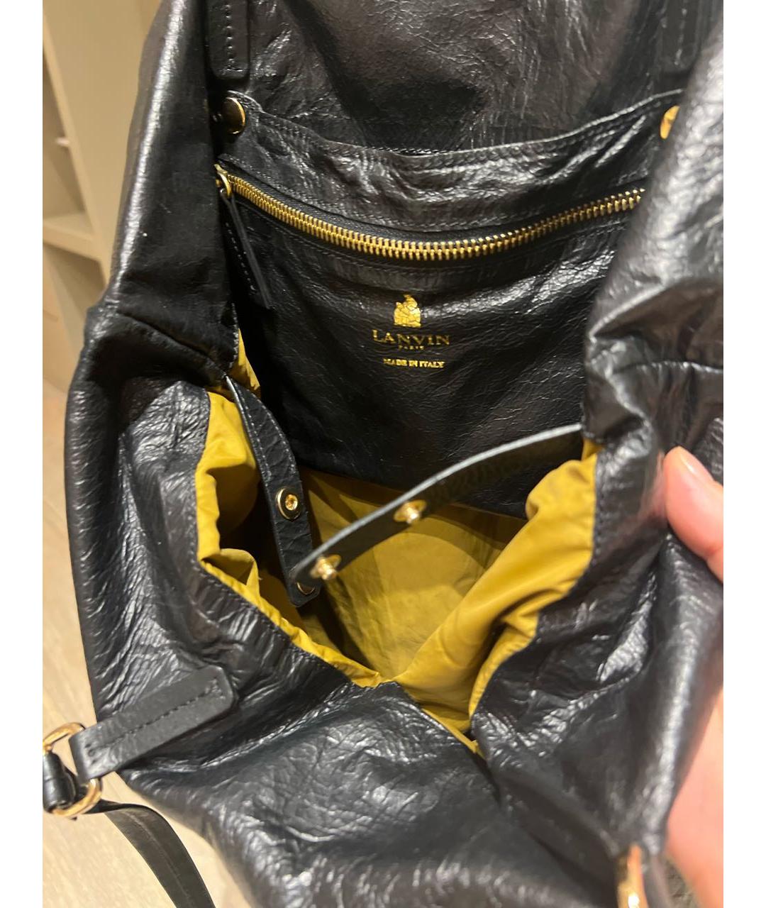 LANVIN Черная кожаная сумка тоут, фото 6