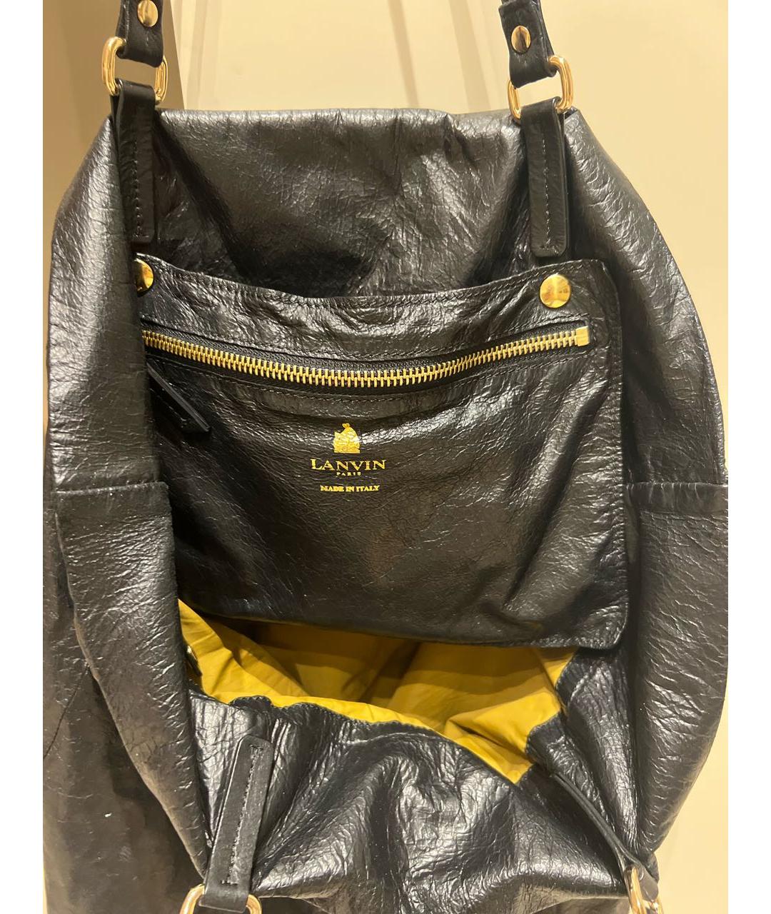 LANVIN Черная кожаная сумка тоут, фото 5