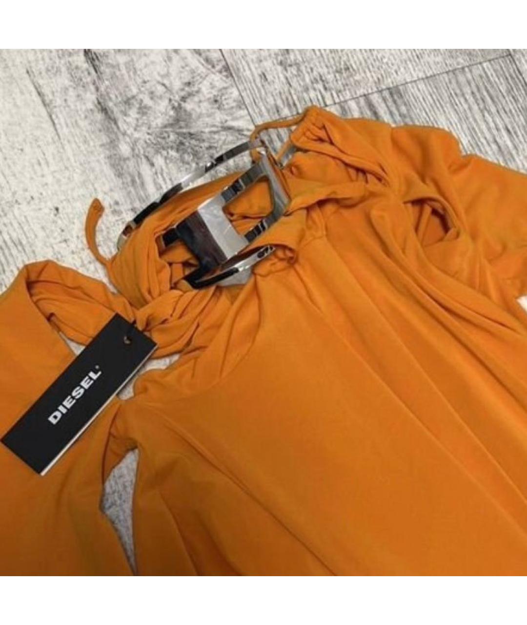 DIESEL Оранжевое хлопко-эластановое вечернее платье, фото 4