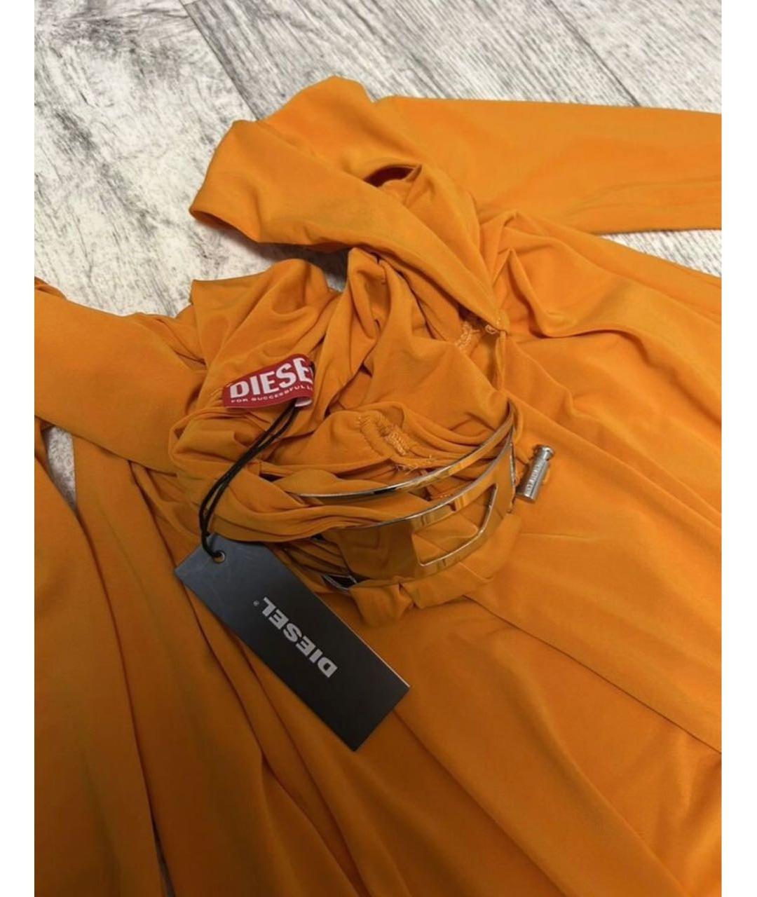 DIESEL Оранжевое хлопко-эластановое вечернее платье, фото 3