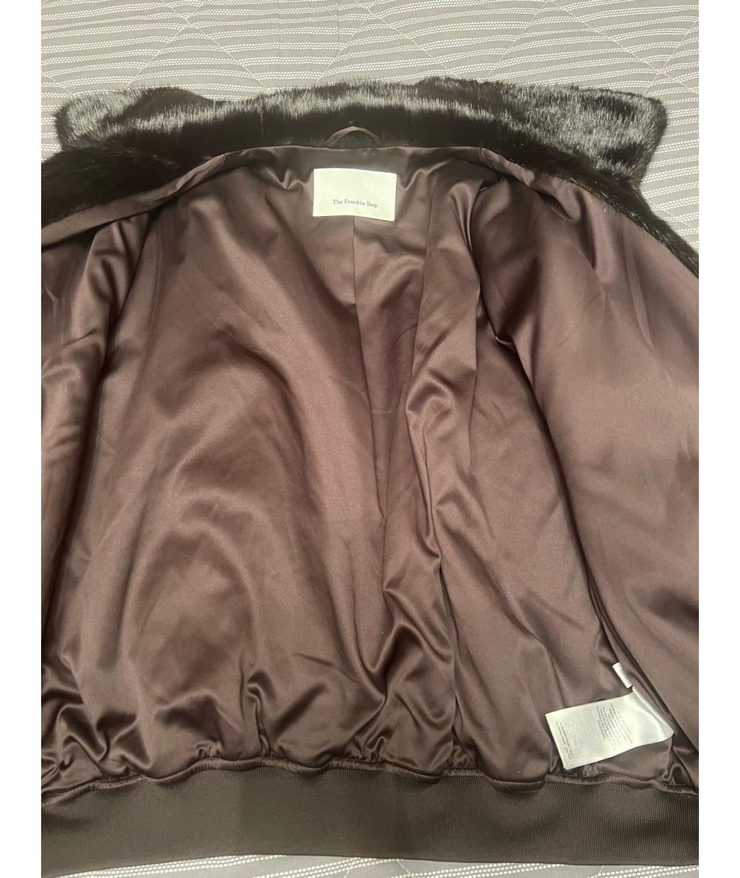 THE FRANKIE SHOP Коричневая полиэстеровая шуба, фото 5