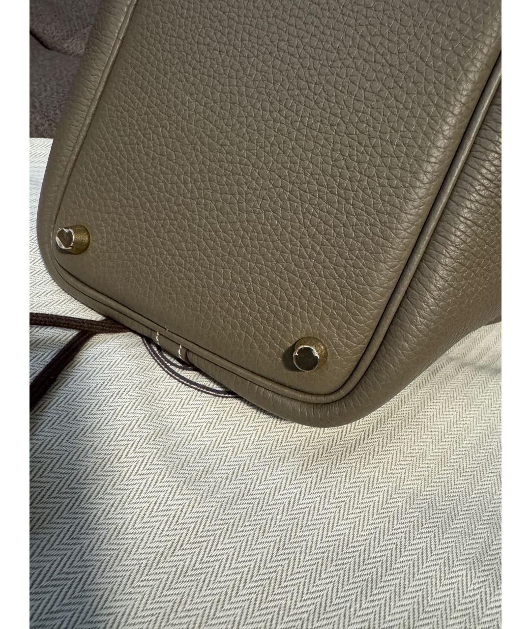 HERMES Коричневая кожаная сумка с короткими ручками, фото 6