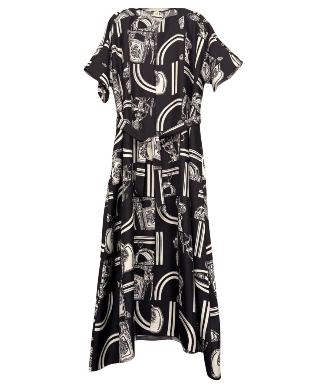 HERMES Черное шелковое повседневное платье, фото 1