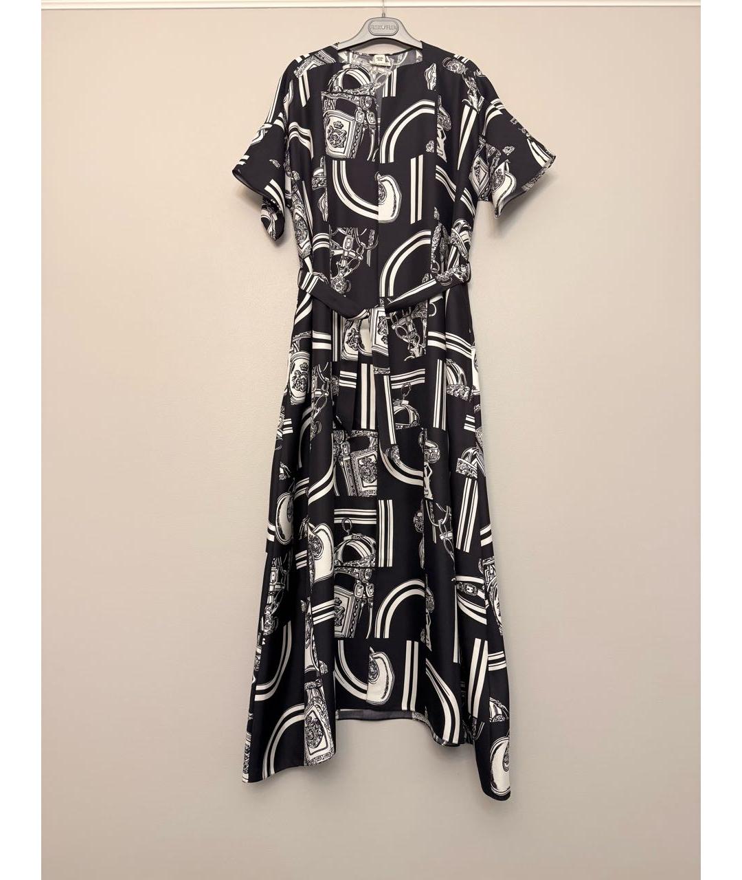 HERMES Черное шелковое повседневное платье, фото 8