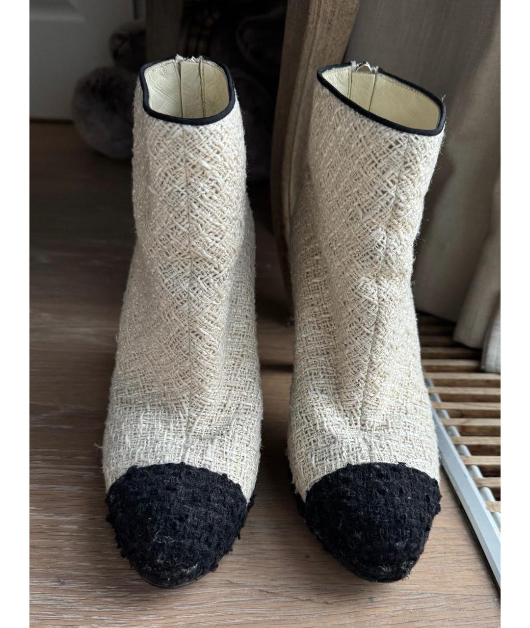 CHANEL Белые текстильные ботильоны, фото 5