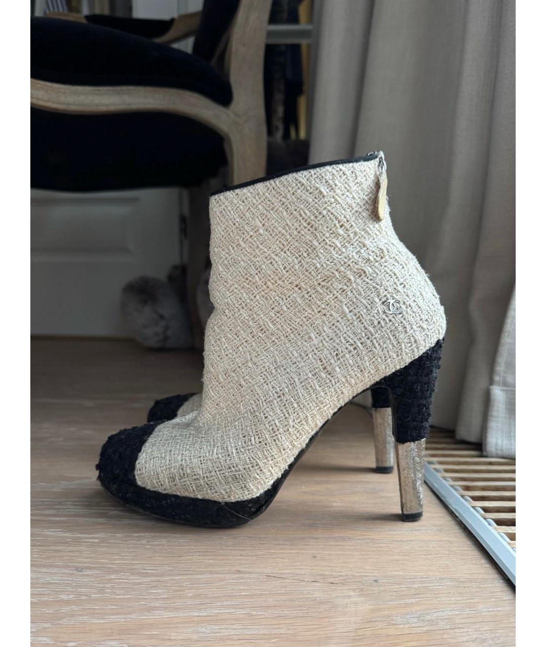 CHANEL Белые текстильные ботильоны, фото 8