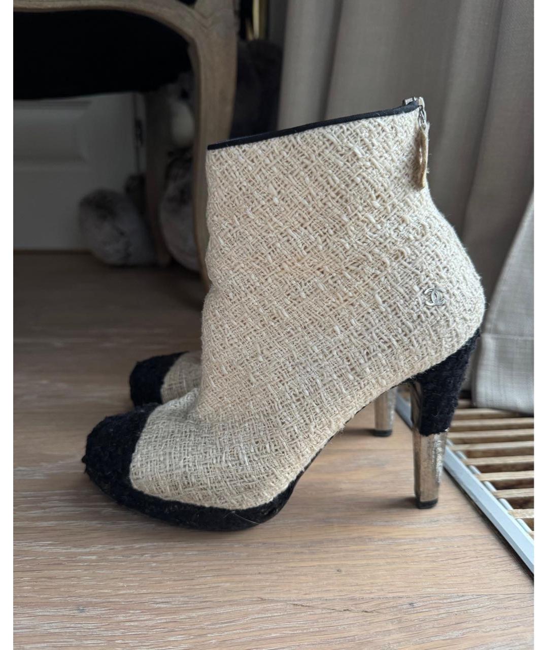 CHANEL Белые текстильные ботильоны, фото 2