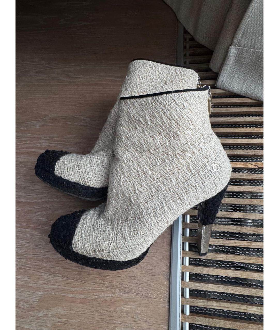 CHANEL Белые текстильные ботильоны, фото 6