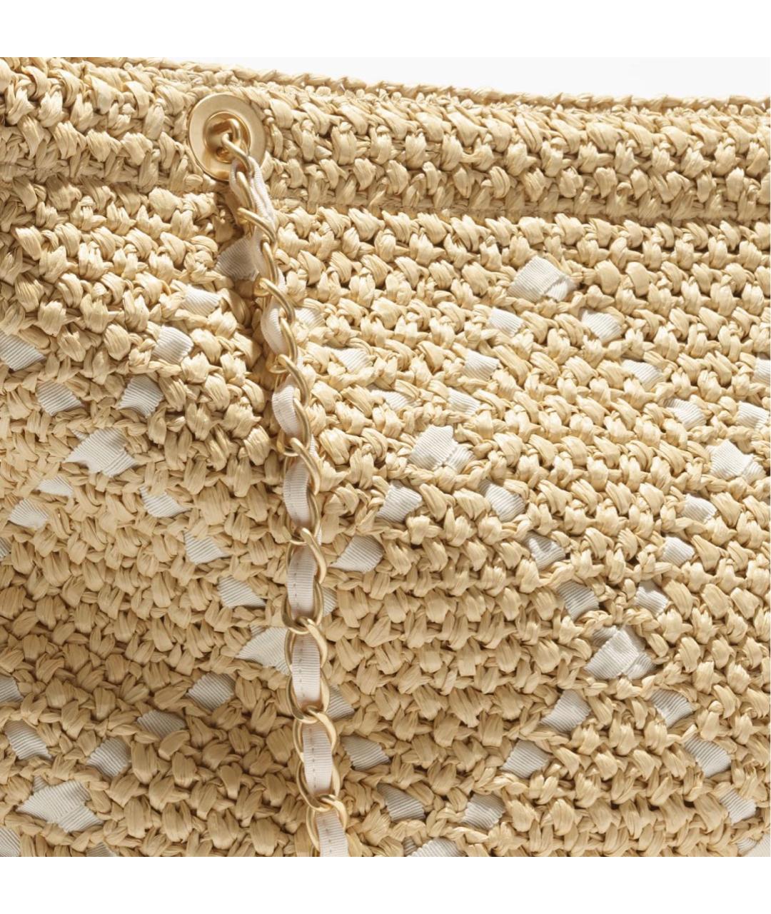 CHANEL Бежевая пелетеная пляжная сумка, фото 4