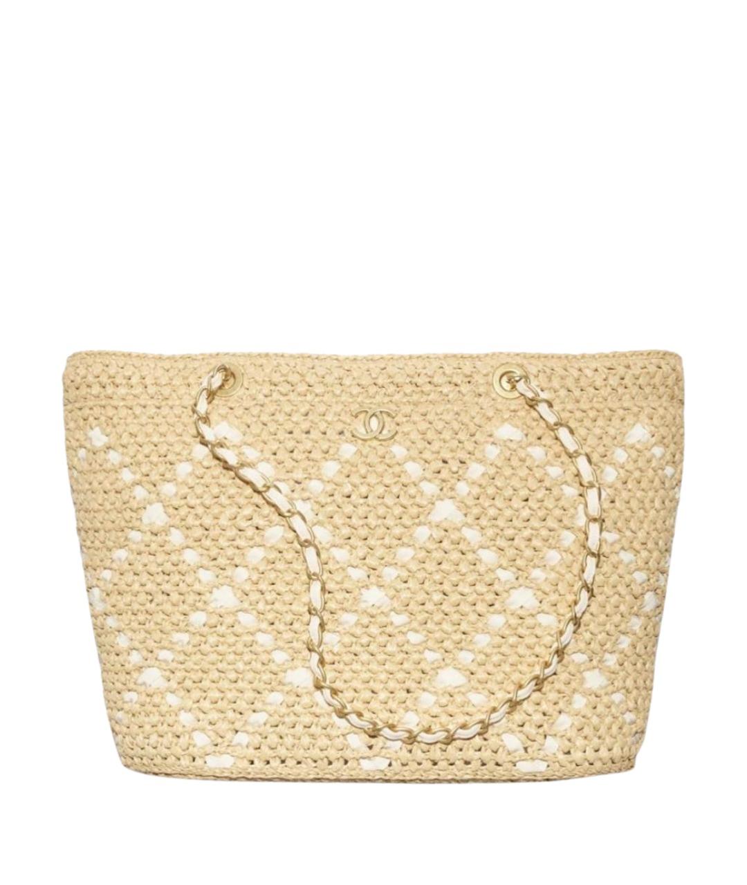 CHANEL Бежевая пелетеная пляжная сумка, фото 1