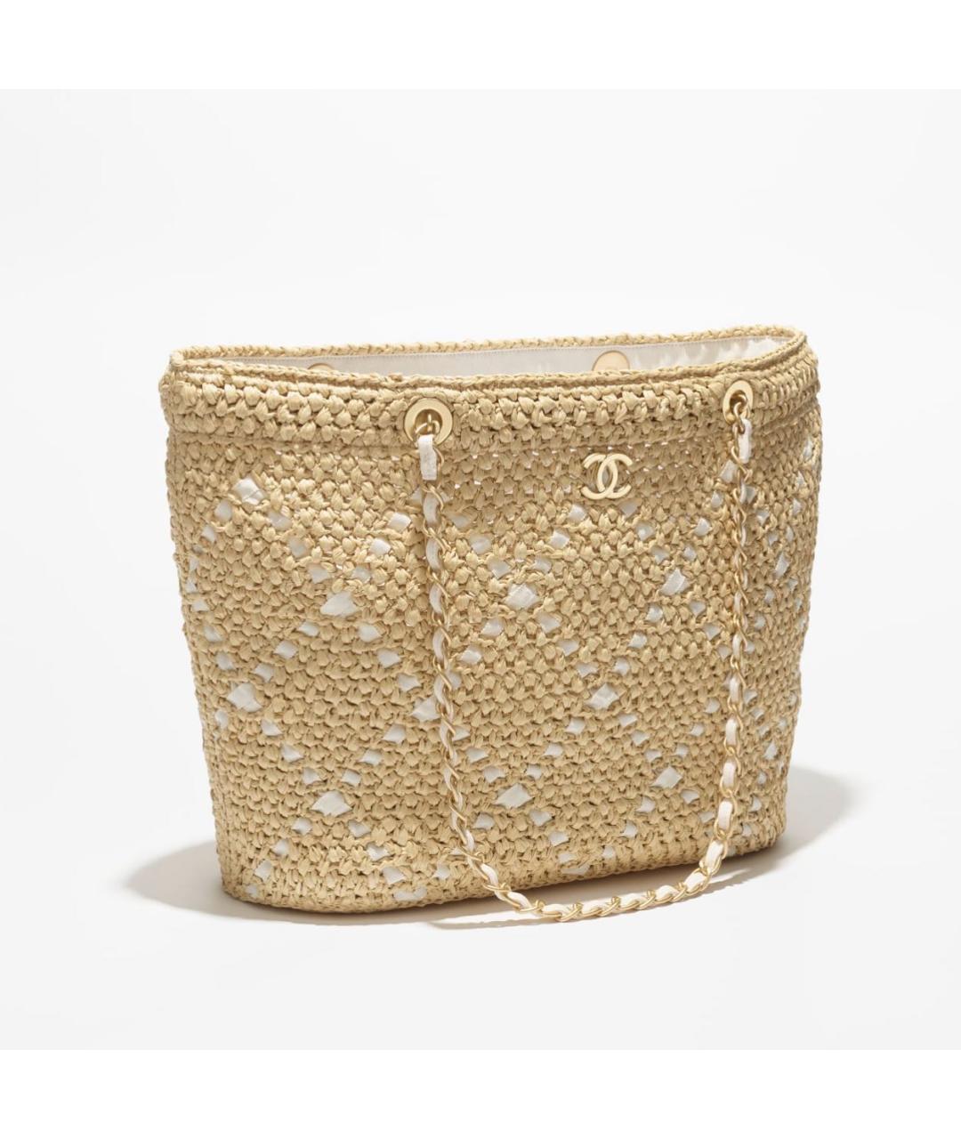 CHANEL Бежевая пелетеная пляжная сумка, фото 2