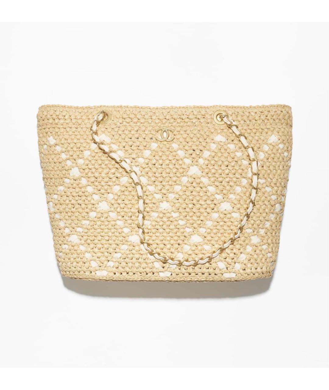 CHANEL Бежевая пелетеная пляжная сумка, фото 6