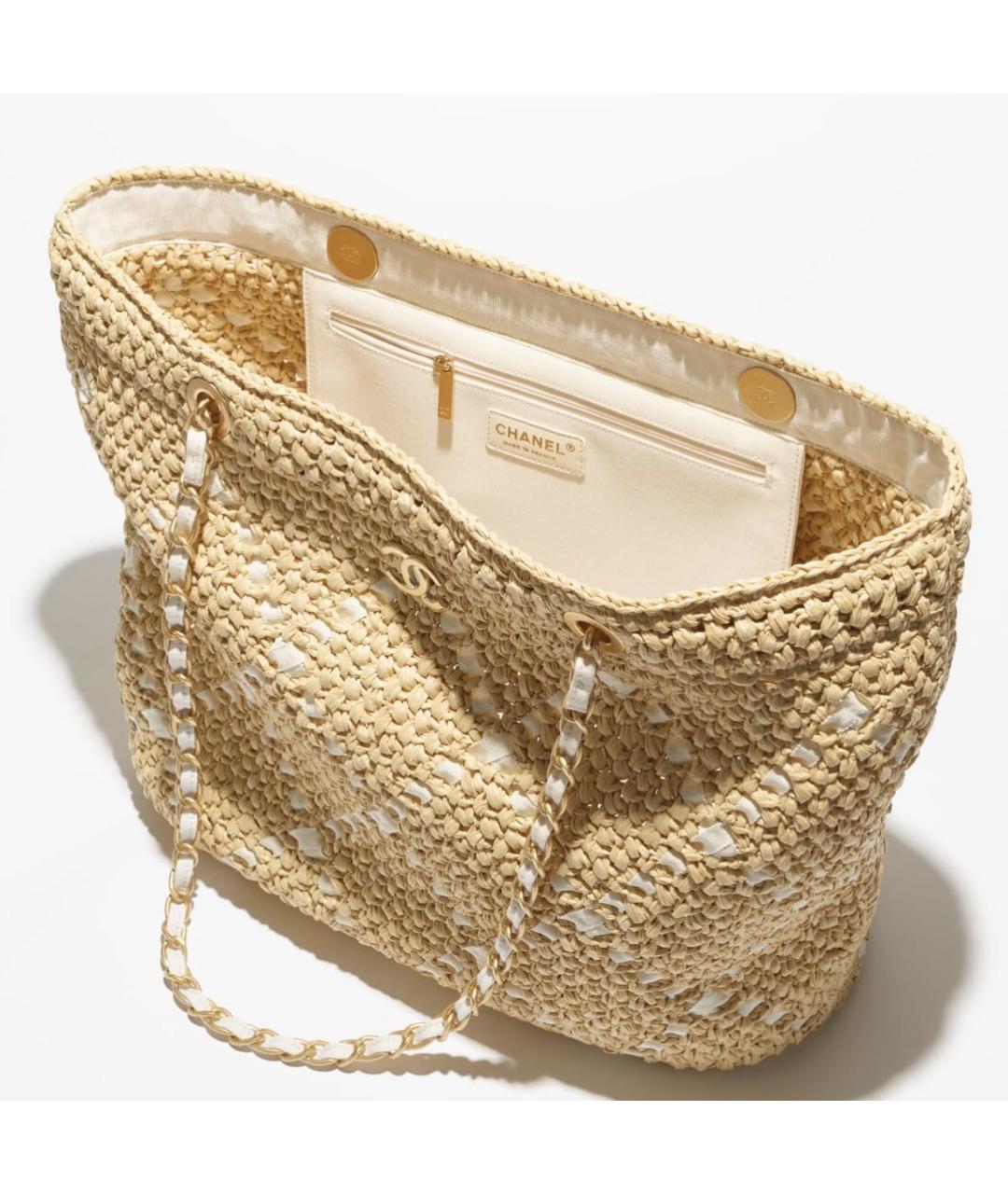 CHANEL Бежевая пелетеная пляжная сумка, фото 3