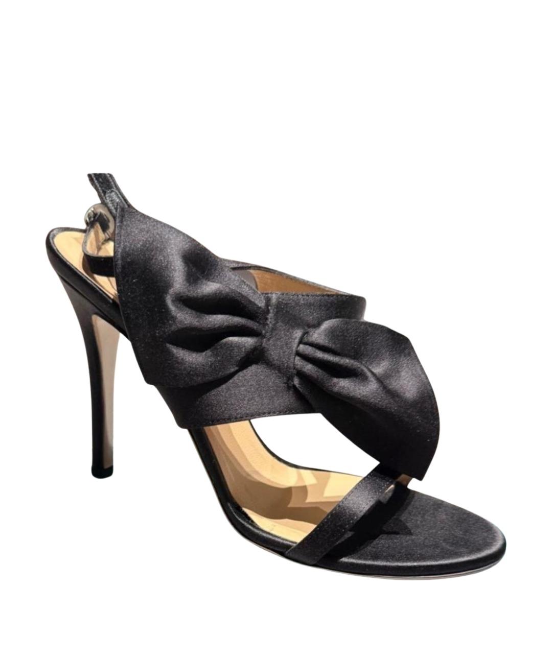 VALENTINO Черные текстильные босоножки, фото 1