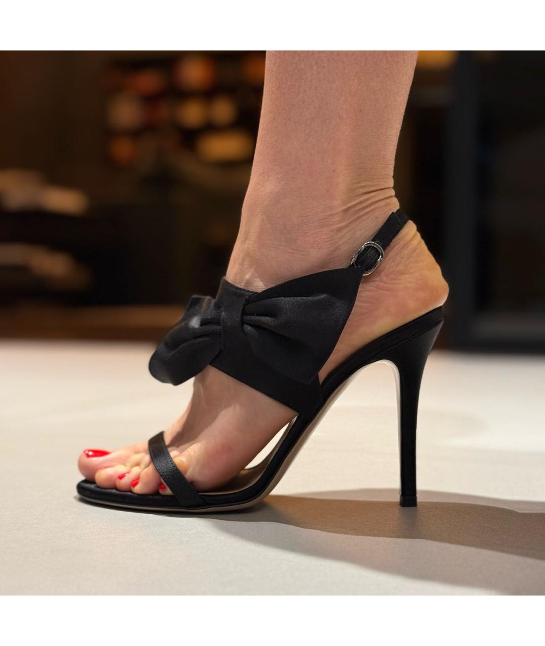 VALENTINO Черные текстильные босоножки, фото 5